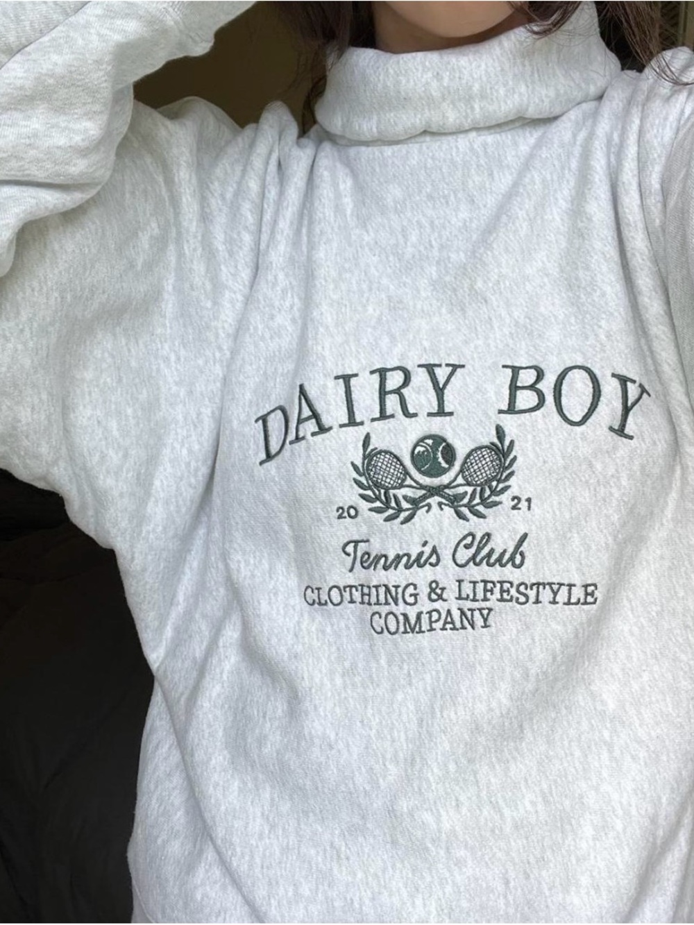 Dairy Boy Tennis Club Women's Light Gray Pullover Hoodie